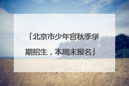 北京市少年宫秋季学期招生，本周末报名